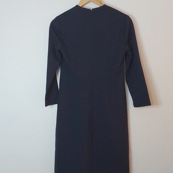 Eliza J V Neck Midi‎ Dress with Faux Front Pockets Zip Back Navy Size 2 - Picture 3 of 8